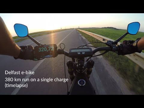 Delfast ebike runs 236 miles (timelapse). 380 km on a single charge, no pedaling