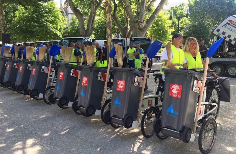 Im französischen Nimes schon Realität: e-Lastenräder im Einsatz gegen Dreck