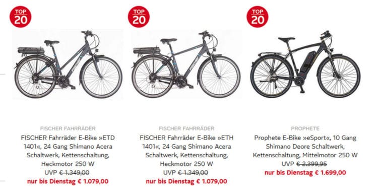 Otto.de: Rabatt von 20 Prozent und mehr auf ausgewählte E-Bikes - eBikeNews