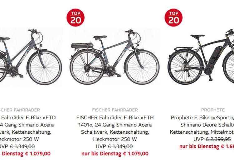 Otto.de: Rabatt von 20 Prozent und mehr auf ausgewählte E-Bikes - eBikeNews