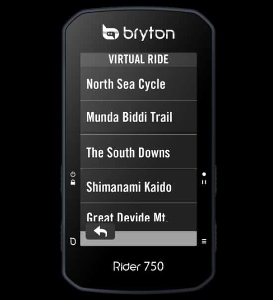 Bryton Rider 750 virtuell