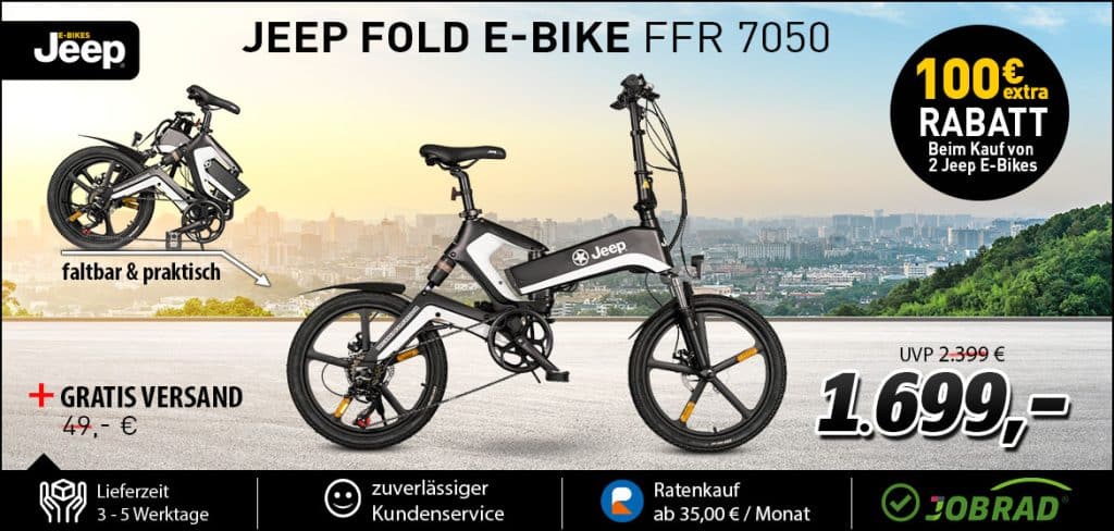 Aktion | Angebot | E-Faltrad - 2.Jeep Fold E Bike FFR 7050 1170x558px - ebike-news.de