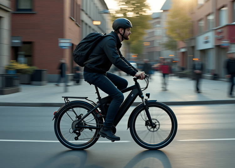 Mann fährt auf sehr schnellem E-Bike - Flux generiert nach Briefing