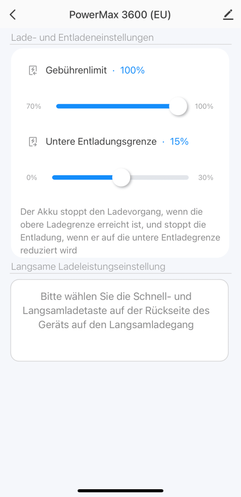 Einstellung der Ladegrenzen