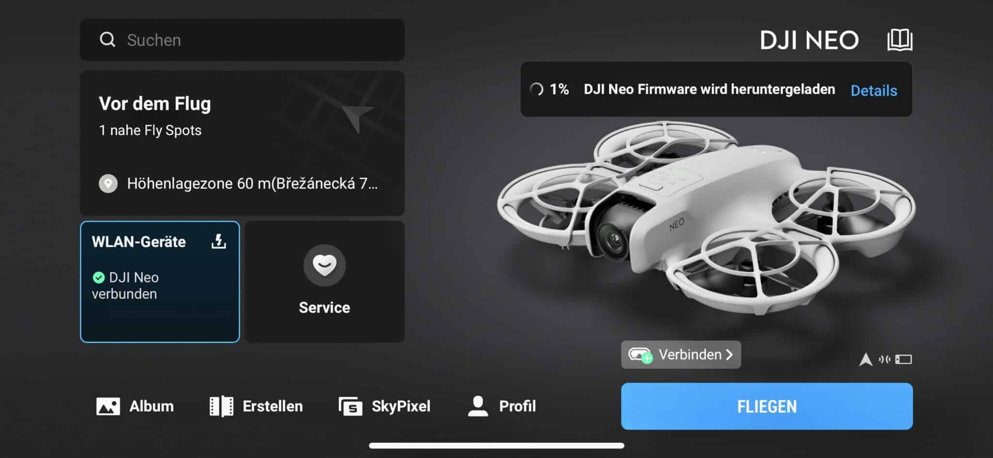 DJI veröffentlich regelmäßig Updates für die Neo - Screenshot