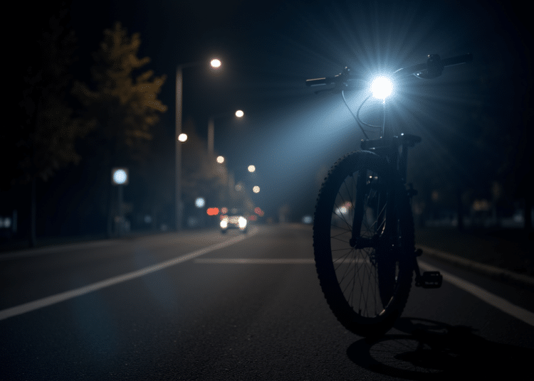 Fahrrad leuchtet Straße aus - mit Flux generiert