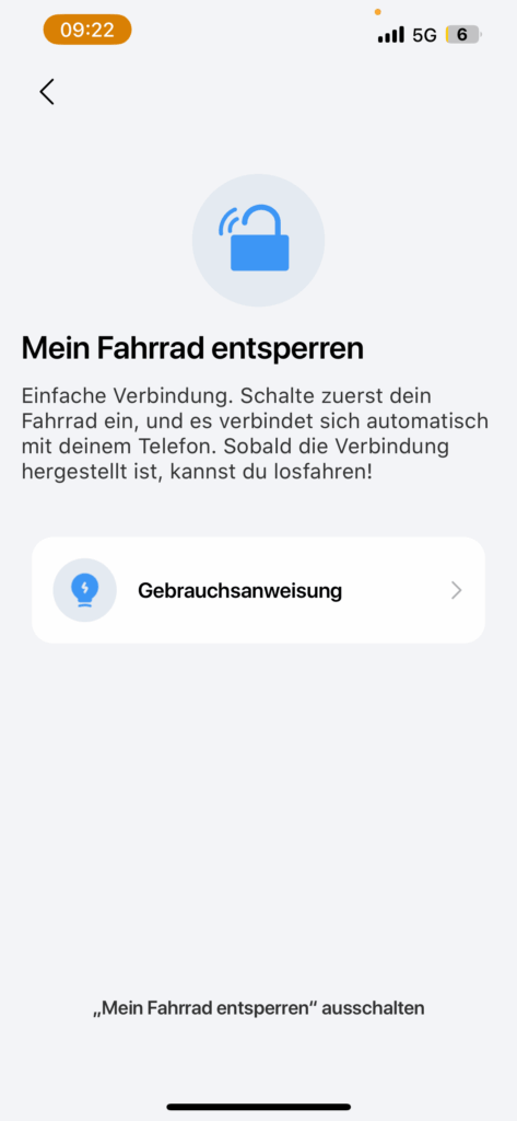 Tenways App Entsperrung